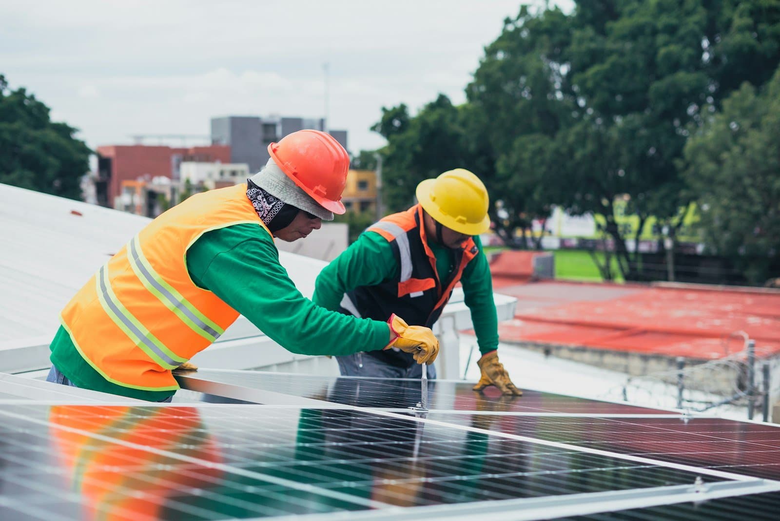 Residential roof with solar panels